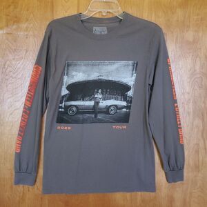 Bruce Springsteen 2023 Tour T Shirt Size S (Fits XS) Long Sleeve Gray Spellout